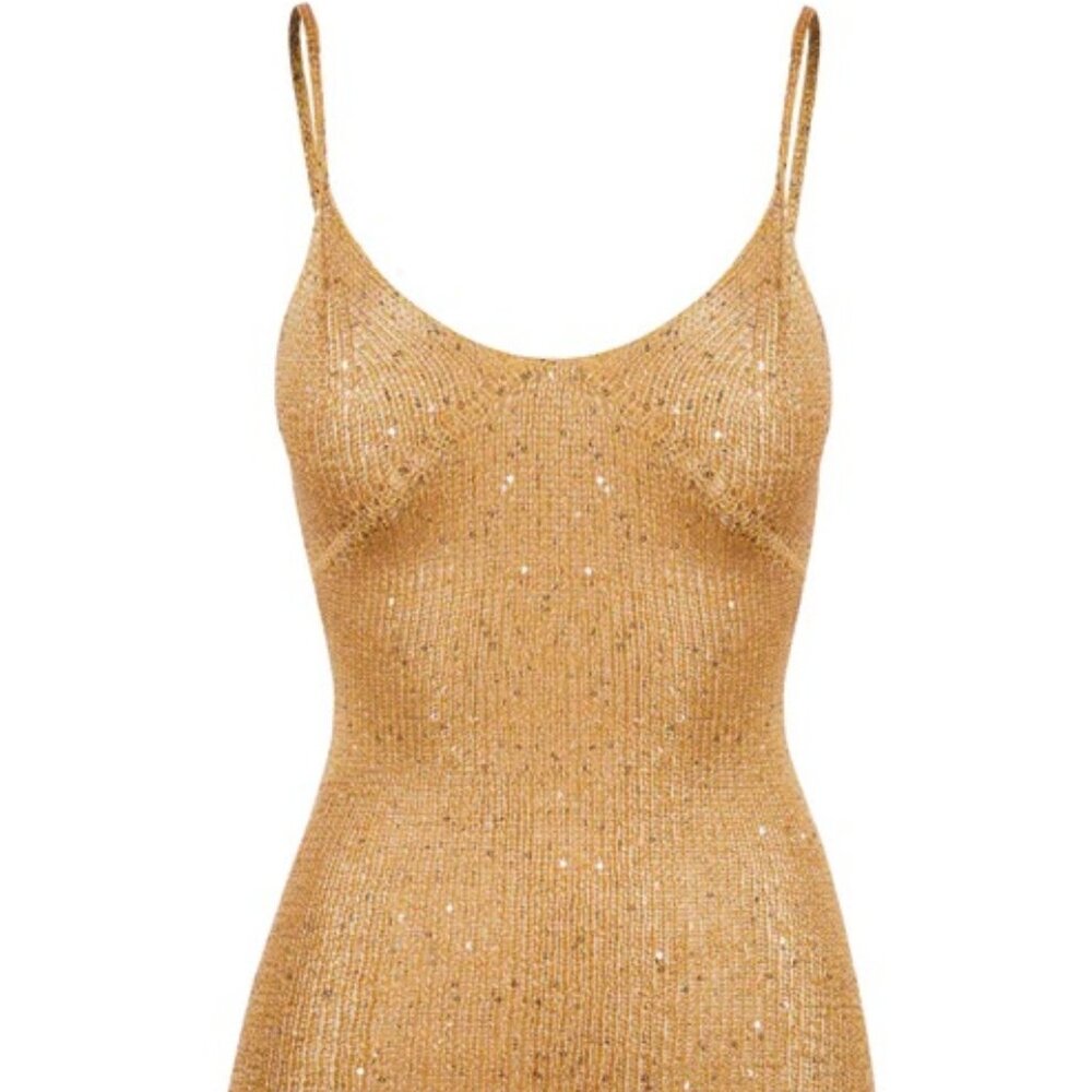 Astia Resort Delilah Mini Dress Sepia Sequin XS